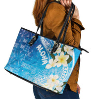 Aloha Hawaii Festive Leather Tote Bag Frangipani Lace Classic - Oceanic