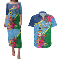 Personalized Malampa Fiji Day Together We Grow Couples Matching Puletasi and Hawaiian Shirt Special Tapa Mix - Polynesian Pride