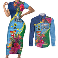 Personalized Malampa Fiji Day Together We Grow Couples Matching Short Sleeve Bodycon Dress and Long Sleeve Button Shirt Special Tapa Mix - Polynesian Pride