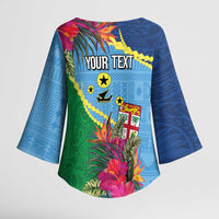 Personalized Malampa Fiji Day Together We Grow Kimono Sleeve Blouse Special Tapa Mix - Polynesian Pride