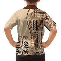 Samoa Siapo Motif Family Matching Off Shoulder Long Sleeve Dress and Hawaiian Shirt Classic Style LT7 - Polynesian Pride
