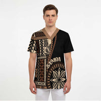 Samoa Siapo Motif Scrub Top Classic Style - Black Ver LT7 - Polynesian Pride