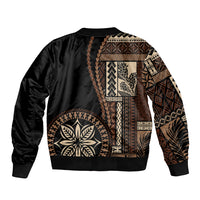 Samoa Siapo Motif Sleeve Zip Bomber Jacket Classic Style - Black Ver LT7 - Polynesian Pride