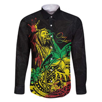 Personalised Reggae Jawaiian Festive Family Matching Off Shoulder Short Dress and Hawaiian Shirt Mix Polynesian