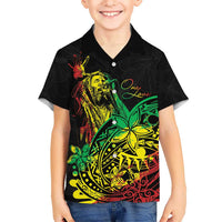 Personalised Reggae Jawaiian Festive Kid Hawaiian Shirt Mix Polynesian