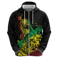 Personalised Reggae Jawaiian Festive Zip Hoodie Mix Polynesian