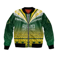 Cook Islands Rugby Custom Bomber Jacket Kuki Avaiki LT7 Unisex Yellow Green - Polynesian Pride