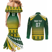 Cook Islands Rugby Custom Couples Matching Mermaid Dress and Long Sleeve Button Shirt Kuki Avaiki LT7 - Polynesian Pride