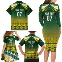 Cook Islands Rugby Custom Family Matching Long Sleeve Bodycon Dress and Hawaiian Shirt Kuki Avaiki - Polynesian Pride