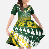 Cook Islands Rugby Custom Family Matching Off The Shoulder Long Sleeve Dress and Hawaiian Shirt Kuki Avaiki - Polynesian Pride