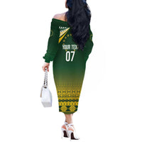 Cook Islands Rugby Custom Off The Shoulder Long Sleeve Dress Kuki Avaiki LT7 - Polynesian Pride