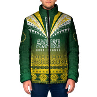Cook Islands Rugby Custom Padded Jacket Kuki Avaiki LT7 Men Yellow Green - Polynesian Pride