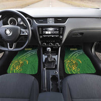 Cook Islands Rugby Kuki Avaiki Car Mats Tribal Turtle LT7 Set 2pcs - Front Dark Green - Polynesian Pride