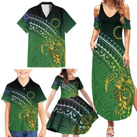 Cook Islands Rugby Kuki Avaiki Family Matching Summer Maxi Dress and Hawaiian Shirt Tribal Turtle - Polynesian Pride