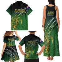 Cook Islands Rugby Kuki Avaiki Family Matching Tank Maxi Dress and Hawaiian Shirt Tribal Turtle LT7 - Polynesian Pride