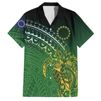 Cook Islands Rugby Kuki Avaiki Family Matching Tank Maxi Dress and Hawaiian Shirt Tribal Turtle LT7 Dad's Shirt - Short Sleeve Dark Green - Polynesian Pride