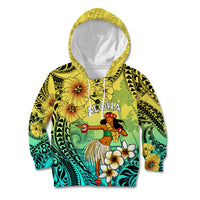 Honolulu Hawaii Kid Hoodie Ilima Plumeria with Hula Girl LT7 Hoodie Colorful - Polynesian Pride
