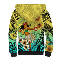 Honolulu Hawaii Sherpa Hoodie Ilima Plumeria with Hula Girl LT7 - Polynesian Pride