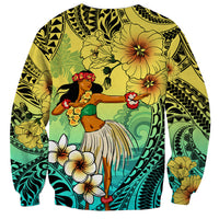 Honolulu Hawaii Sweatshirt Ilima Plumeria with Hula Girl LT7 - Polynesian Pride
