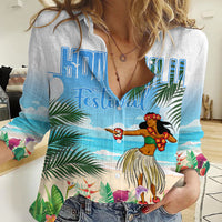 Personalised Hawaii Hula Girl Women Casual Shirt Honolulu Festival LT7 Female Art - Polynesian Pride