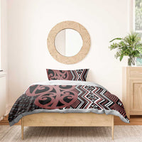 Maori Taniko Patterns Bedding Set Brown Patiki Motifs Mix Whakairo Ngaru