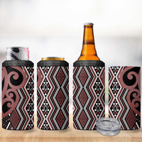 Maori Taniko Patterns 4 in 1 Can Cooler Tumbler Brown Patiki Motifs Mix Whakairo Ngaru