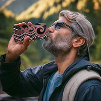 Maori Taniko Patterns 4 in 1 Can Cooler Tumbler Brown Patiki Motifs Mix Whakairo Ngaru