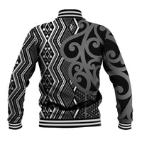 Maori Taniko Patterns Baseball Jacket Black Patiki Motifs Mix Whakairo Ngaru LT7 - Polynesian Pride