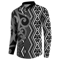 Maori Taniko Patterns Button Sweatshirt Black Patiki Motifs Mix Whakairo Ngaru