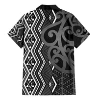Maori Taniko Patterns Family Matching Mermaid Dress and Hawaiian Shirt Black Patiki Motifs Mix Whakairo Ngaru