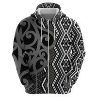 Maori Taniko Patterns Hoodie Black Patiki Motifs Mix Whakairo Ngaru