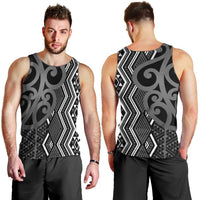 Maori Taniko Patterns Men Tank Top Black Patiki Motifs Mix Whakairo Ngaru