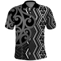 Maori Taniko Patterns Polo Shirt Black Patiki Motifs Mix Whakairo Ngaru