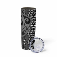 Maori Taniko Patterns Skinny Tumbler Black Patiki Motifs Mix Whakairo Ngaru