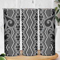 Maori Taniko Patterns Skinny Tumbler Black Patiki Motifs Mix Whakairo Ngaru