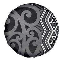 Maori Taniko Patterns Spare Tire Cover Black Patiki Motifs Mix Whakairo Ngaru