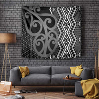 Maori Taniko Patterns Tapestry Black Patiki Motifs Mix Whakairo Ngaru LT7 Black - Polynesian Pride