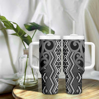 Maori Taniko Patterns Tumbler With Handle Black Patiki Motifs Mix Whakairo Ngaru