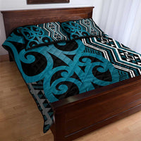 Maori Taniko Patterns Quilt Bed Set Azure Patiki Motifs Mix Whakairo Ngaru