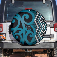 Maori Taniko Patterns Spare Tire Cover Azure Patiki Motifs Mix Whakairo Ngaru