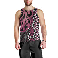 Maori Taniko Patterns Men Tank Top Pink Patiki Motifs Mix Whakairo Ngaru