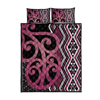 Maori Taniko Patterns Quilt Bed Set Pink Patiki Motifs Mix Whakairo Ngaru