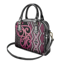 Maori Taniko Patterns Shoulder Handbag Pink Patiki Motifs Mix Whakairo Ngaru