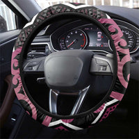 Maori Taniko Patterns Steering Wheel Cover Pink Patiki Motifs Mix Whakairo Ngaru