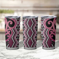 Maori Taniko Patterns Tumbler Cup Pink Patiki Motifs Mix Whakairo Ngaru