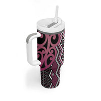 Maori Taniko Patterns Tumbler With Handle Pink Patiki Motifs Mix Whakairo Ngaru