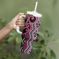 Maori Taniko Patterns Tumbler With Handle Pink Patiki Motifs Mix Whakairo Ngaru