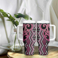 Maori Taniko Patterns Tumbler With Handle Pink Patiki Motifs Mix Whakairo Ngaru