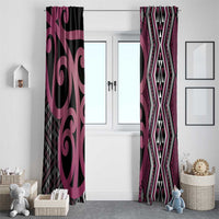 Maori Taniko Patterns Window Curtain Pink Patiki Motifs Mix Whakairo Ngaru