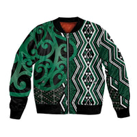 Maori Taniko Patterns Bomber Jacket Pounamu Patiki Motifs Mix Whakairo Ngaru